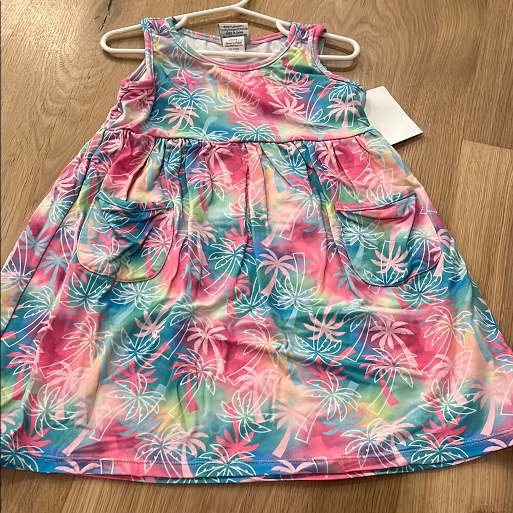 Flap Happy Kids Dress - UPF 50+ Palm Print
